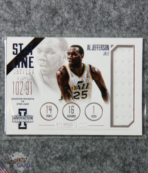 2012-13 Al Jefferson #20 Panini Innovation Stat Line Patch /199-front