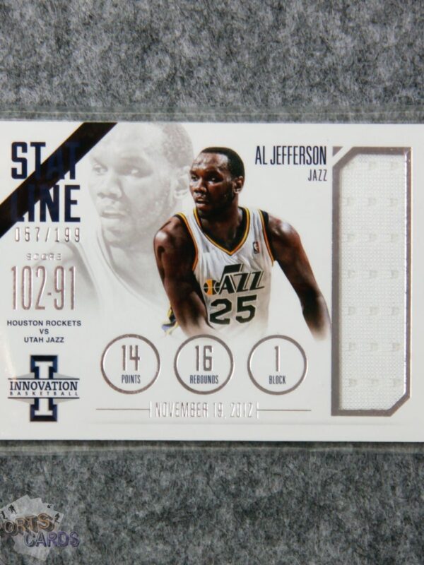 2012-13 Al Jefferson #20 Panini Innovation Stat Line Patch /199-front