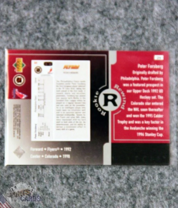 1998-99 Peter Forsberg #29 Upper Deck Rookie Rewind-back