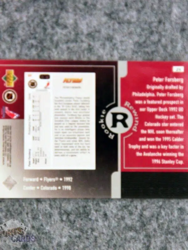 1998-99 Peter Forsberg #29 Upper Deck Rookie Rewind-back