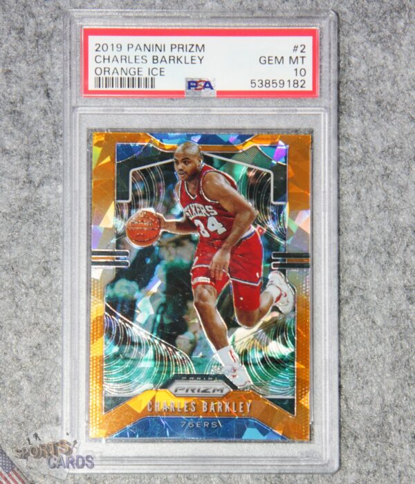2019-20 Charles Barkley #2 Panini Prizm Orange Ice Prizm PSA 10 GEM MT