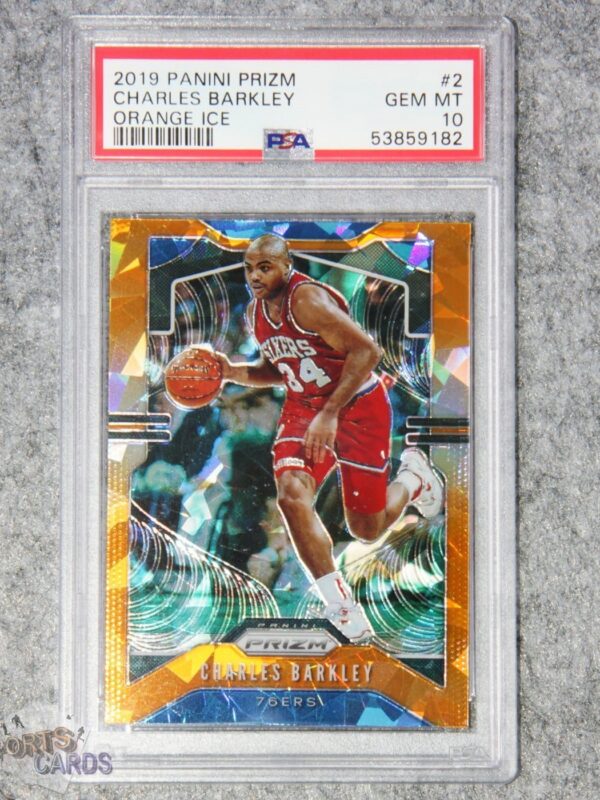 2019-20 Charles Barkley #2 Panini Prizm Orange Ice Prizm PSA 10 GEM MT