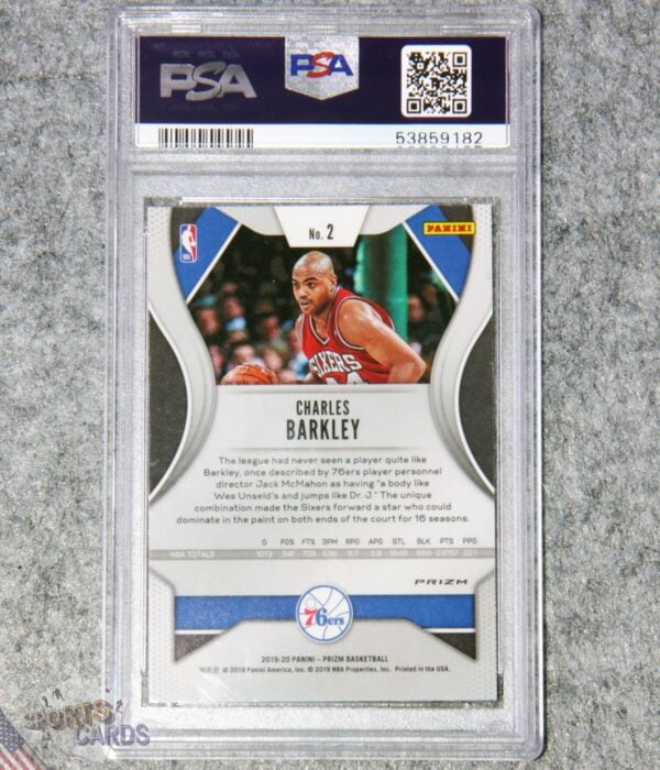 Alternative view of 2019-20 Charles Barkley #2 Panini Prizm Orange Ice Prizm PSA 10 GEM MT