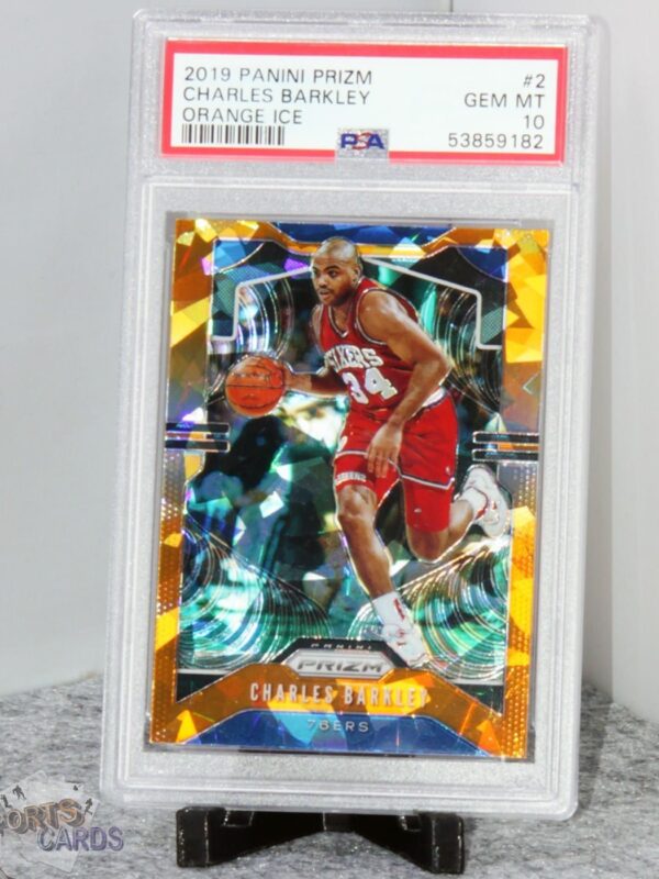 2019-20 Charles Barkley #2 Panini Prizm Orange Ice Prizm PSA 10 GEM MT-stand