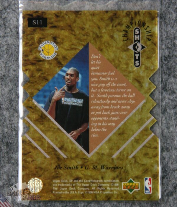 Alternative view of 1996-97 Joe Smith #S11 Upper Deck SP Championship Shots Die-Cut