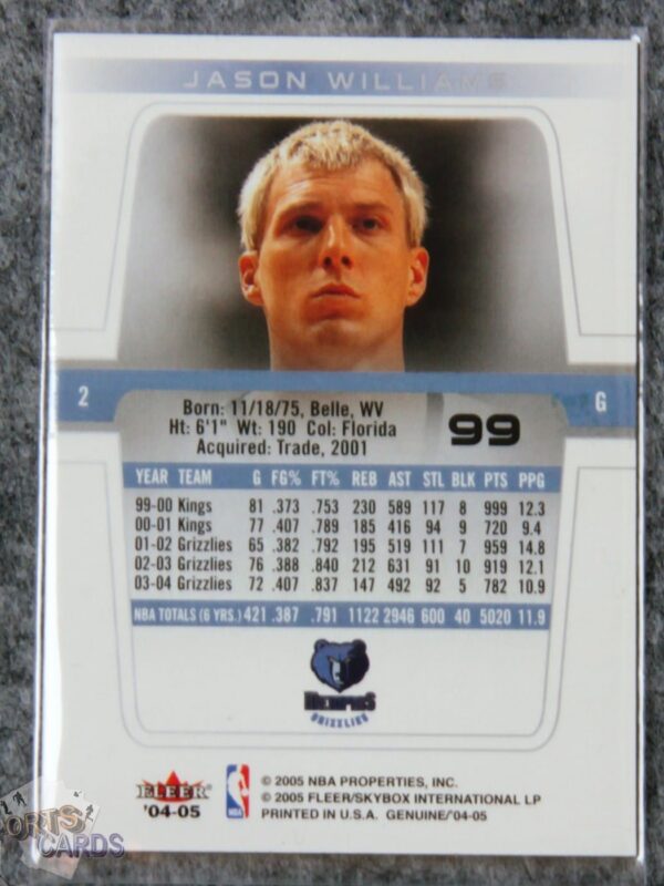 2004-05 Jason Williams #99 Fleer Genuine - Afbeelding 2