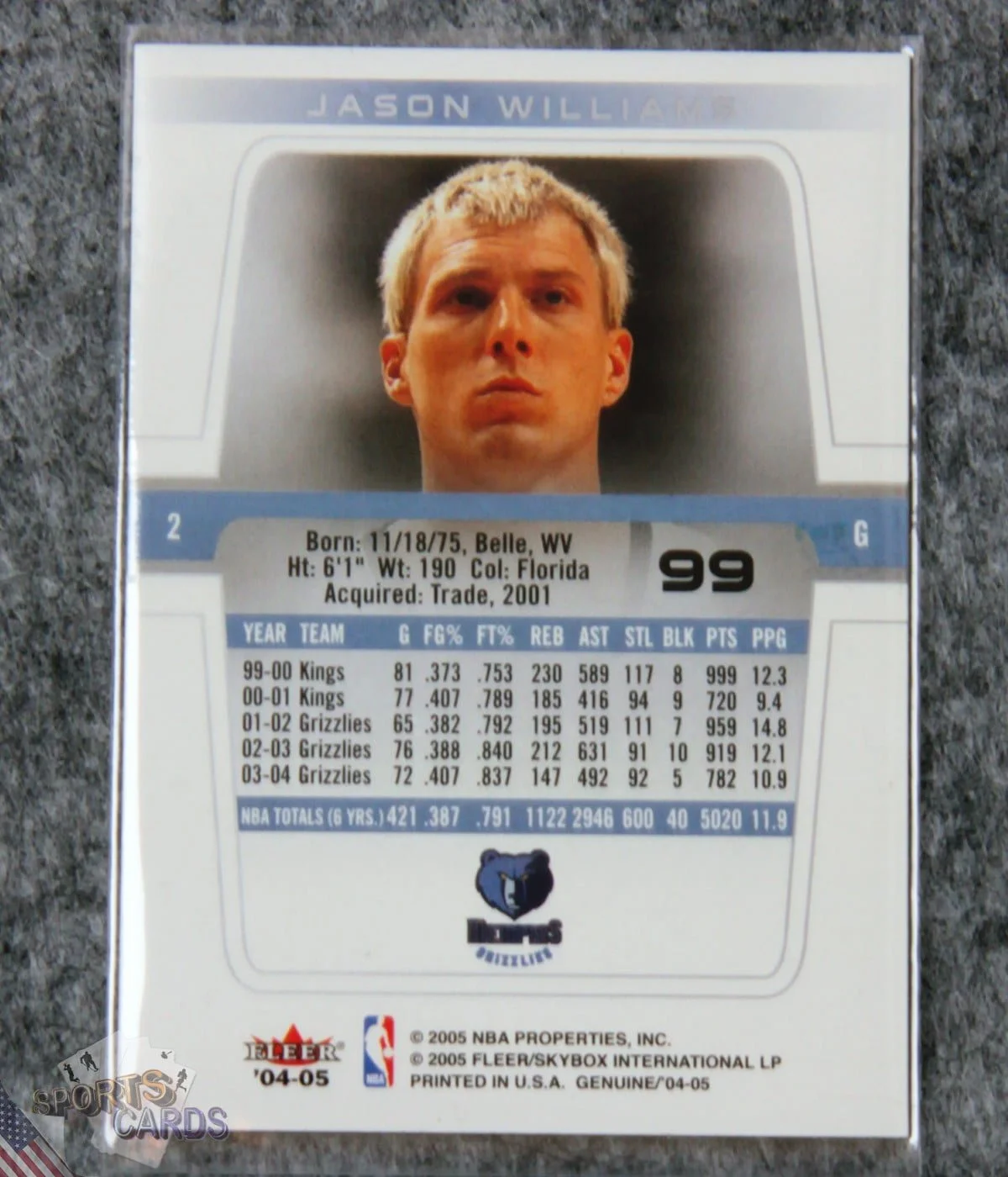 2004-05 Jason Williams #99 Fleer Genuine-back