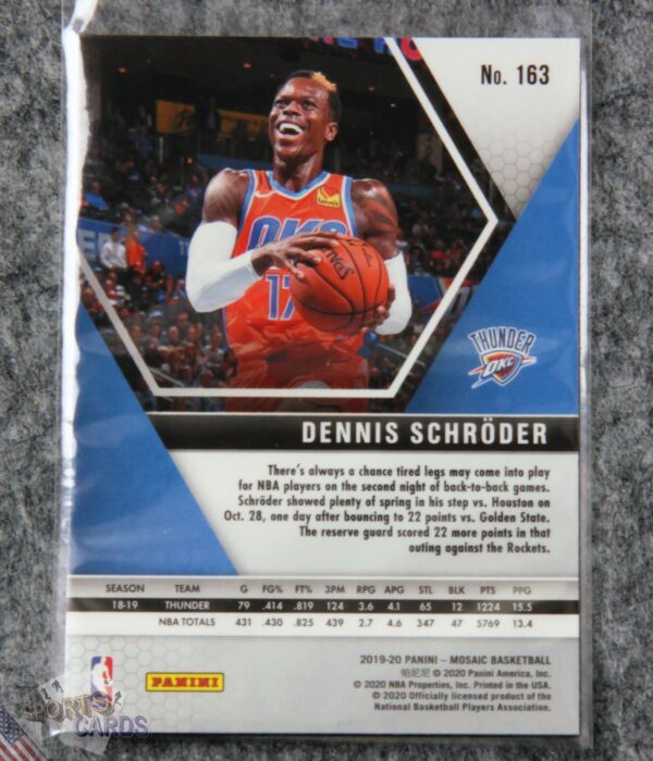 Alternative view of 2019-20 Dennis Schroder #163 Panini Mosaic