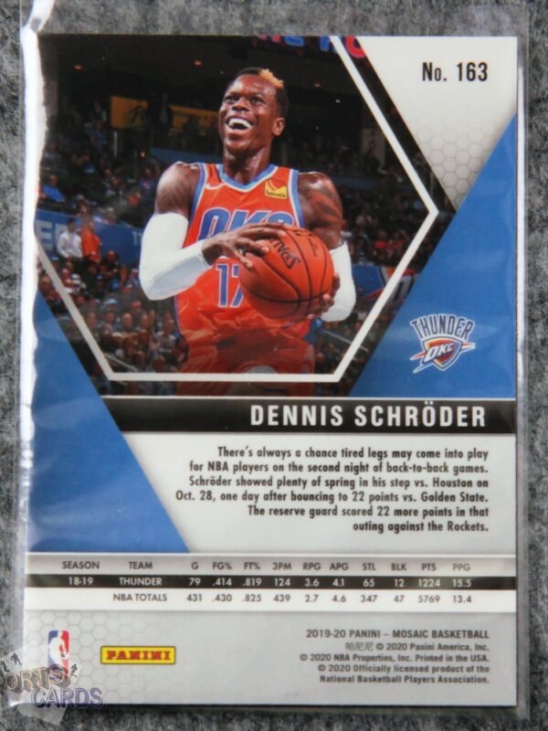 Alternative view of 2019-20 Dennis Schroder #163 Panini Mosaic