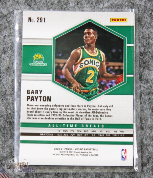 2020-21 Gary Payton #291 Panini Mosaic All-Time Greats-back