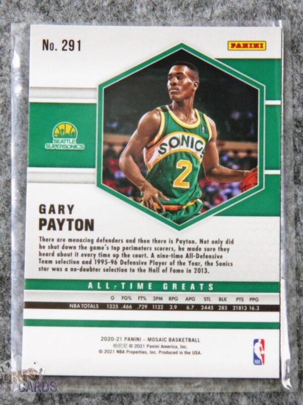 Alternative view of 2020-21 Gary Payton #291 Panini Mosaic All-Time Greats