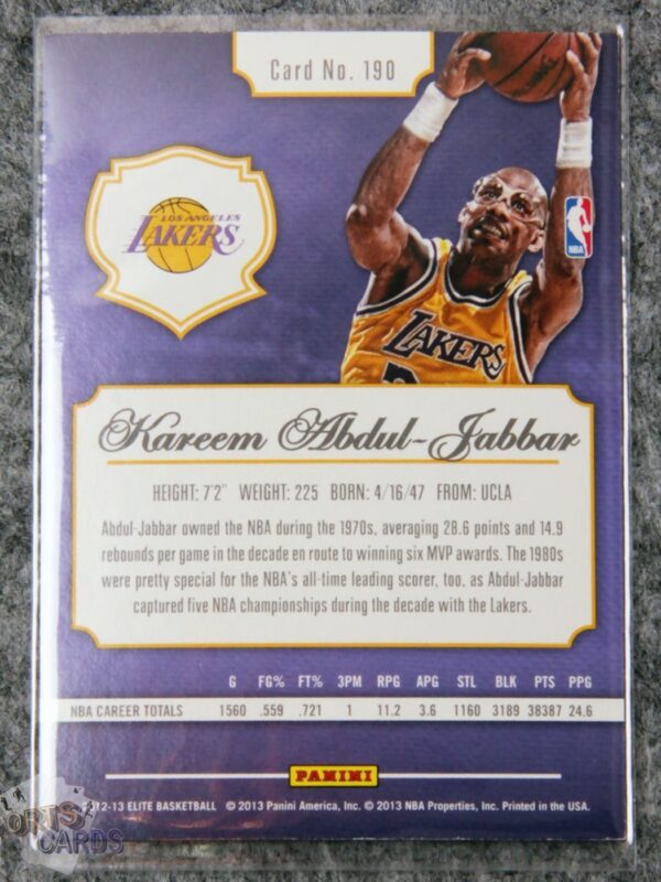 Alternative view of 2012-13 Kareem Abdul-Jabbar #190 Panini Elite