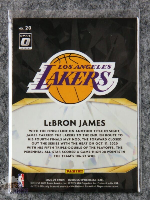 2020-21 LeBron James #20 Panini Donruss Optic Winner Stays-back
