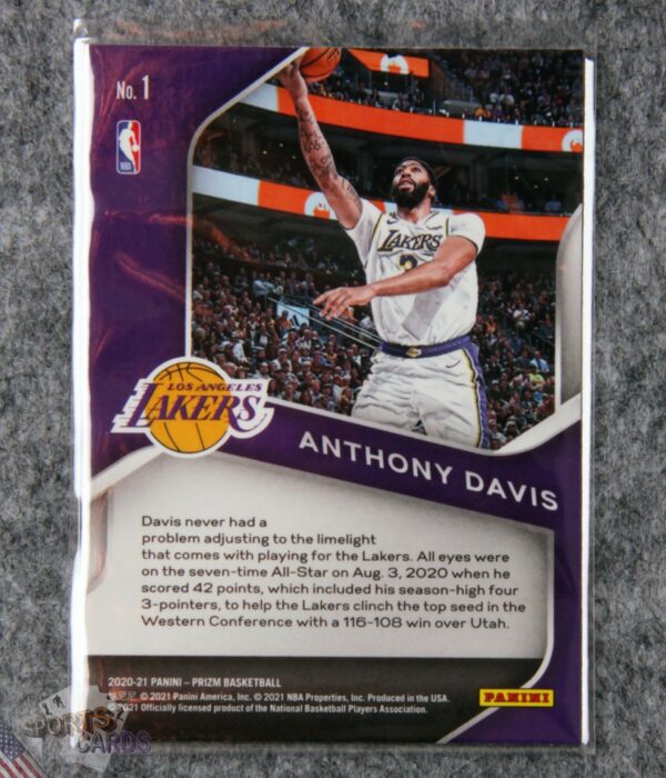 Alternative view of 2020-21 Anthony Davis #1 Panini Prizm Dominance