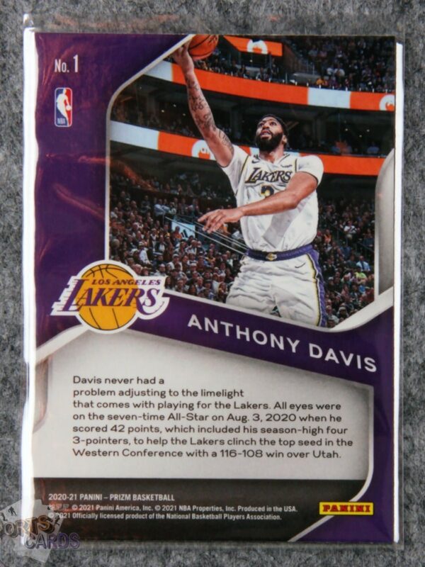 Alternative view of 2020-21 Anthony Davis #1 Panini Prizm Dominance