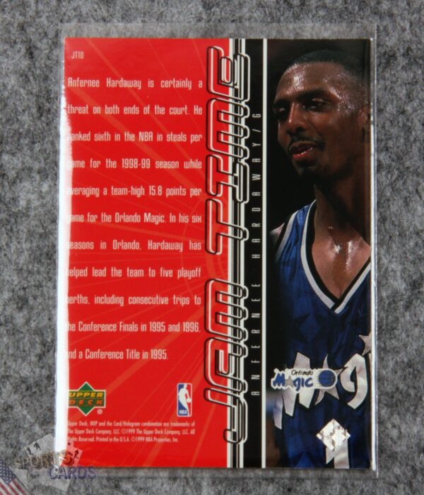1999-00 Anfernee Hardaway #JT10 Upper Deck MVP Jam Time-back
