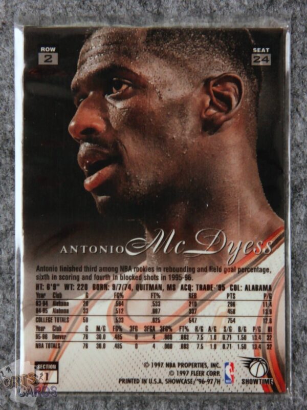 Alternative view of 1997-98 Antonio McDyess row2 #24 Fleer Flair Showcase Style