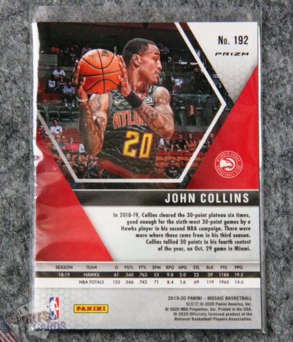 2019-20 John Collins #192 Panini Mosaic Red Prizm-back