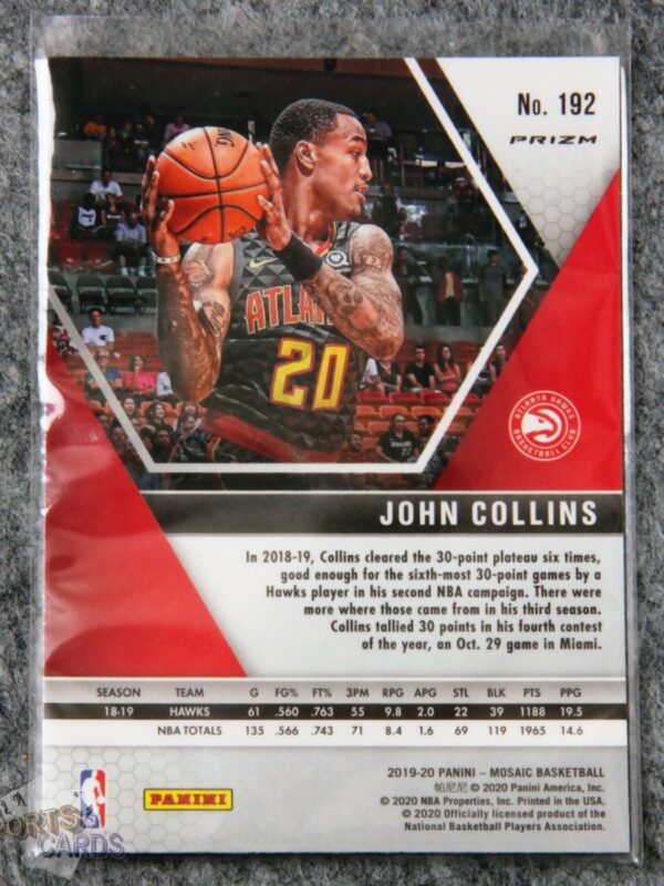 Alternative view of 2019-20 John Collins #192 Panini Mosaic Red Prizm