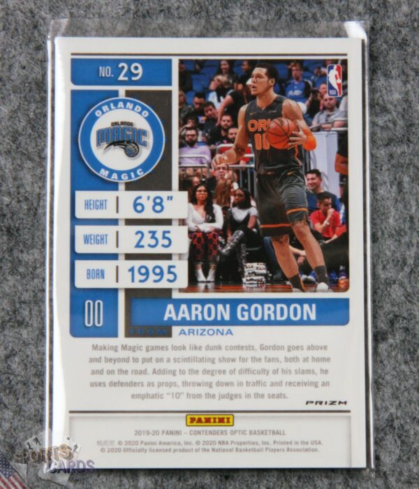 Alternative view of 2019-20 Aaron Gordon #29 Panini Contenders Optic Red Prizm