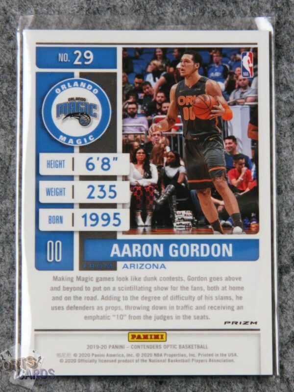 2019-20 Aaron Gordon #29 Panini Contenders Optic Red Prizm-back