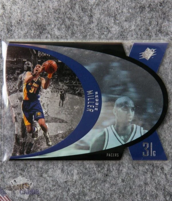 1997-98 Reggie Miller #SPX19 Upper Deck SPx Die-Cut Hologram-front