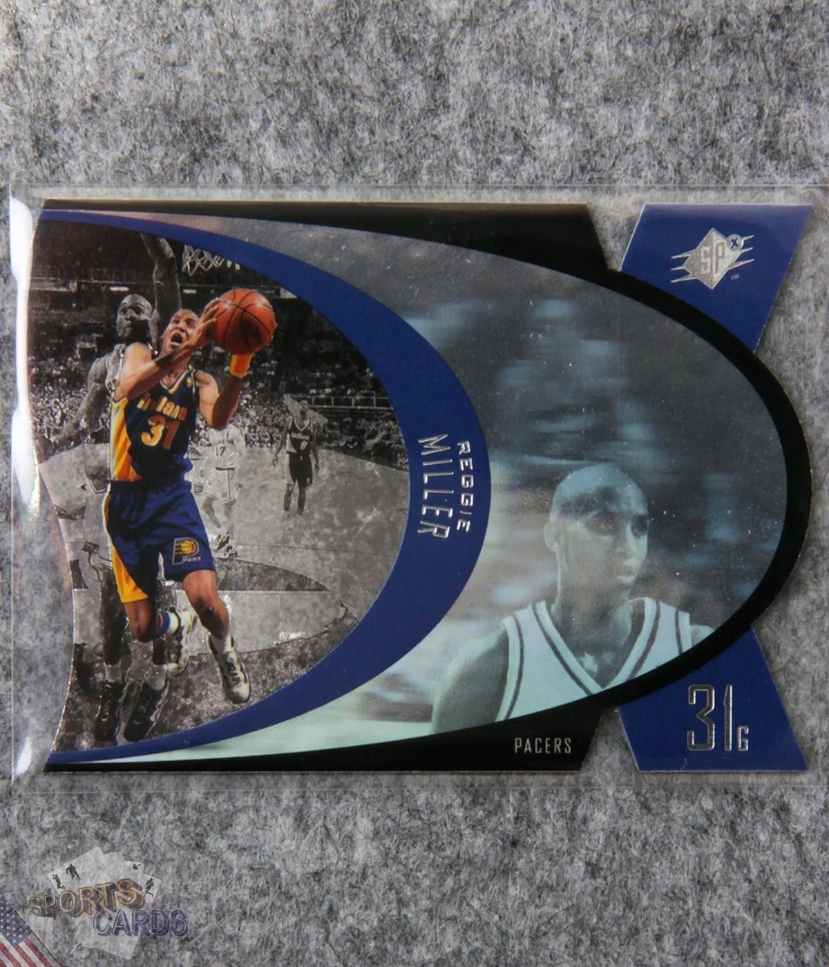 1997-98 Reggie Miller #SPX19 Upper Deck SPx Die-Cut Hologram