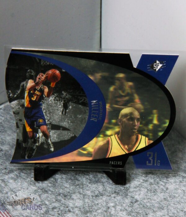 1997-98 Reggie Miller #SPX19 Upper Deck SPx Die-Cut Hologram-stand