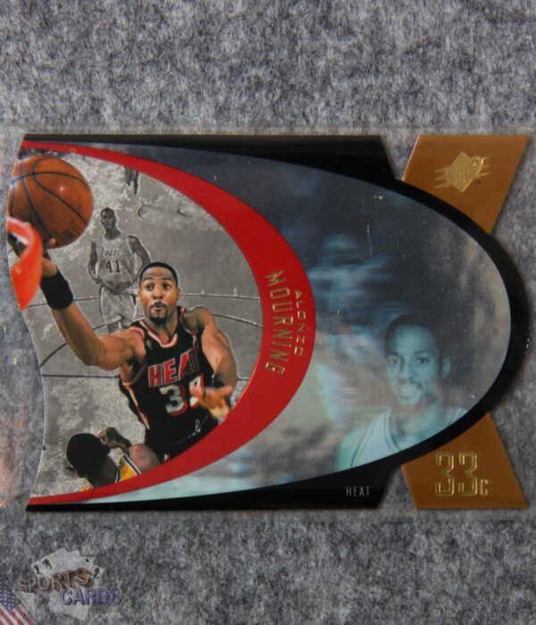 1997-98 Alonzo Mourning #SPX25 Upper Deck SPx Die-Cut Hologram Gold-front