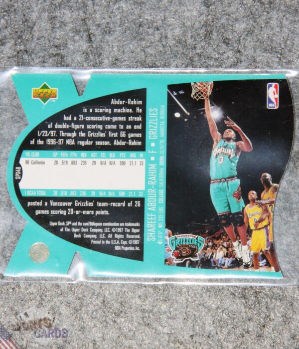 1997-98 Shareef Abdur-Rahim #SPX48 Upper Deck SPx Die-Cut Hologram-back