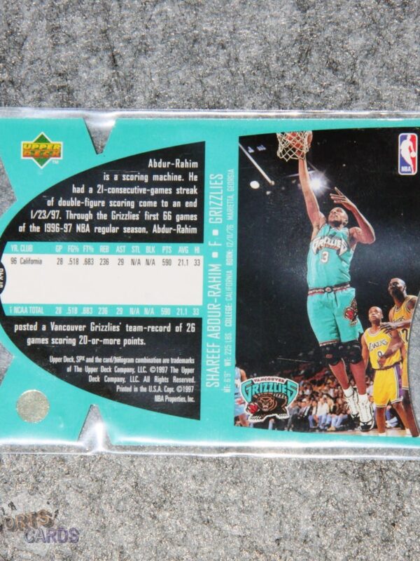 Alternative view of 1997-98 Shareef Abdur-Rahim #SPX48 Upper Deck SPx Die-Cut Hologram