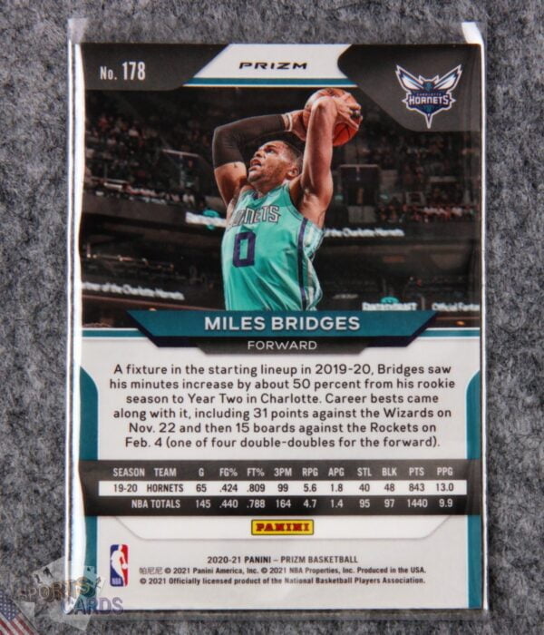 2020-21 Miles Bridges #178 Panini Prizm Red Ice Prizm-back