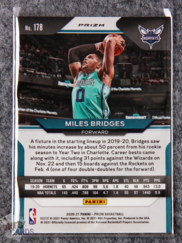 2020-21 Miles Bridges #178 Panini Prizm Red Ice Prizm-back