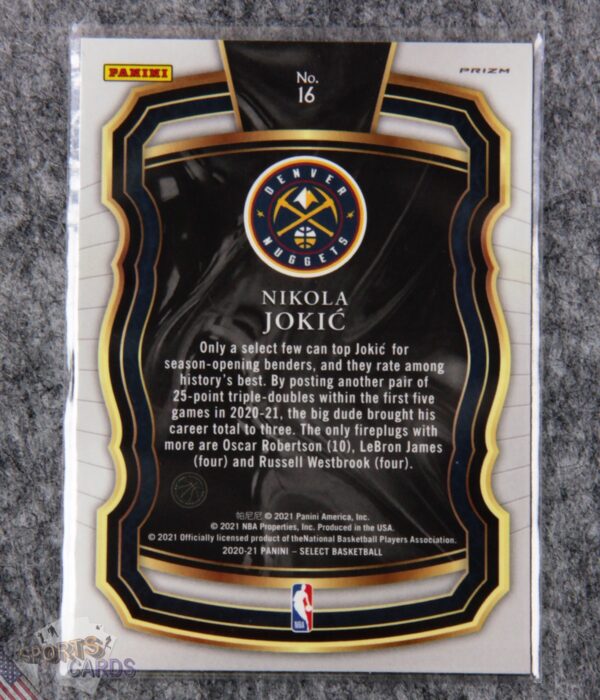 Alternative view of 2020-21 Nikola Jokic #16 Panini Select Company Blue Shimmer Prizm