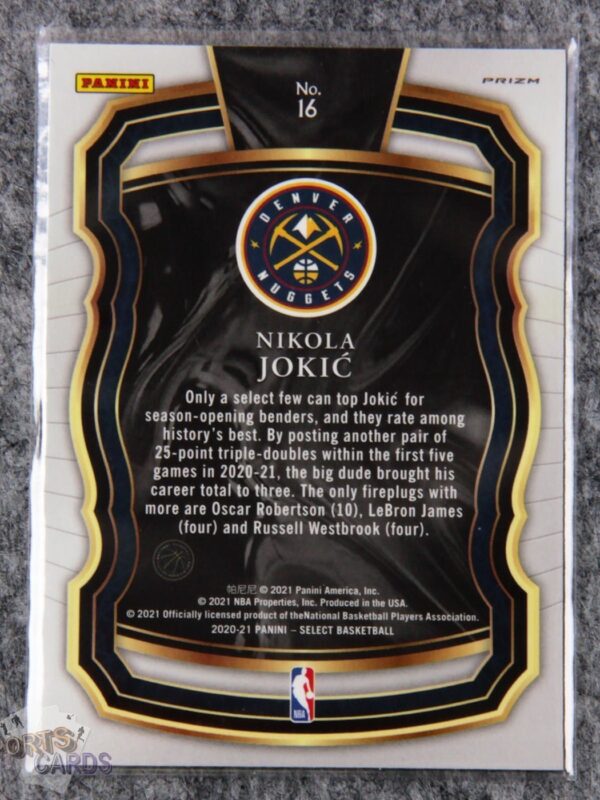 2020-21 Nikola Jokic #16 Panini Select Company Blue Shimmer Prizm-back
