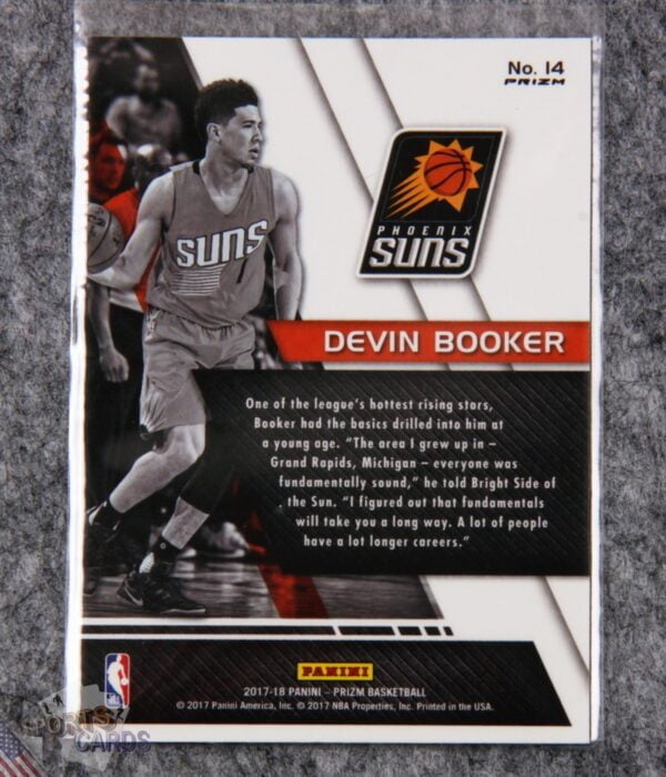 2017-18 Devin Booker #14 Panini Prizm Fundamentals Fast Break Prizm-back
