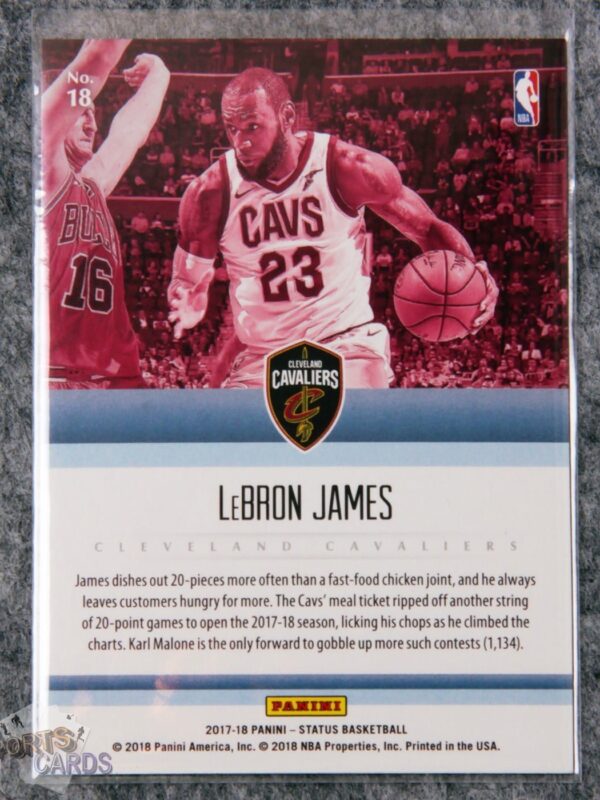 2017-18 LeBron James #18 Panini Status Symbols-back