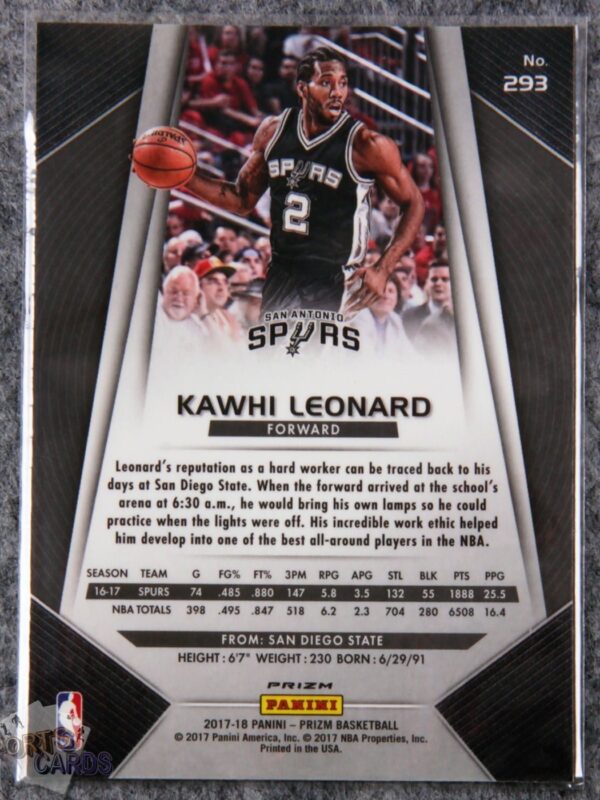 2017-18 Kawhi Leonard #293 Panini Prizm Disco Prizm-back