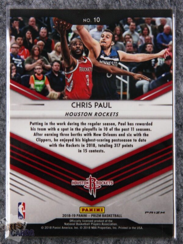 2018-19 Chris Paul #10 Panini Prizm Go Hard or Go Home Fast Break Prizm-back