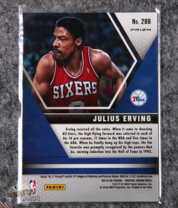2019-20 Julius Erving #288 Panini Mosaic Hall of Fame Reactive Blue Prizm-back