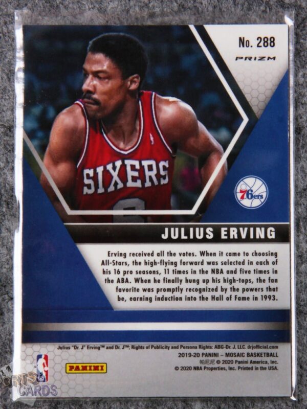 Alternative view of 2019-20 Julius Erving #288 Panini Mosaic Hall of Fame Reactive Blue Prizm