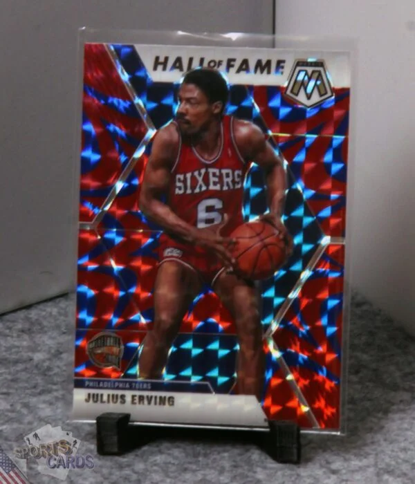 2019-20 Julius Erving #288 Panini Mosaic Hall of Fame Reactive Blue Prizm-stand