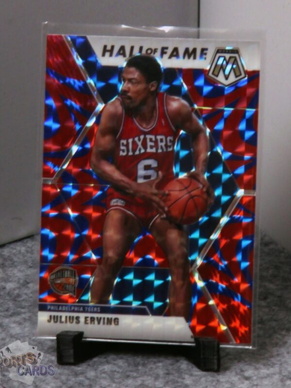 2019-20 Julius Erving #288 Panini Mosaic Hall of Fame Reactive Blue Prizm-stand