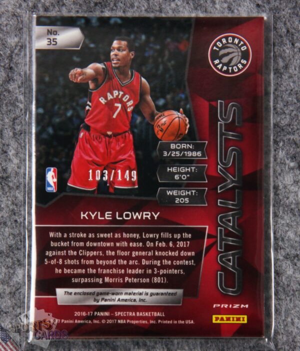 Alternative view of 2016-17 Kyle Lowry #35 Panini Spectra Catalysts Prizm /149