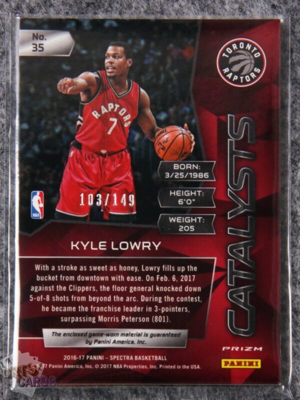 2016-17 Kyle Lowry #35 Panini Spectra Catalysts Prizm /149-back