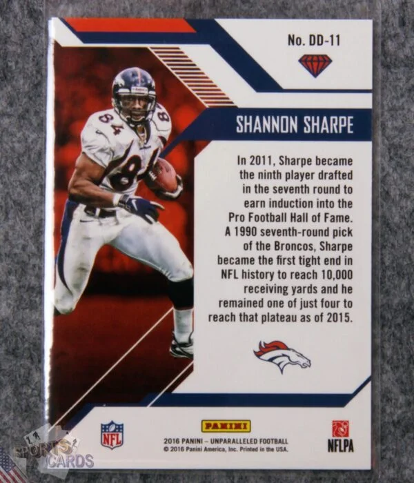 2016 Shannon Sharpe #DD-11 Panini Unparalleled Draft Diamonds-back