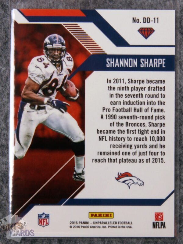 Alternative view of 2016 Shannon Sharpe #DD-11 Panini Unparalleled Draft Diamonds