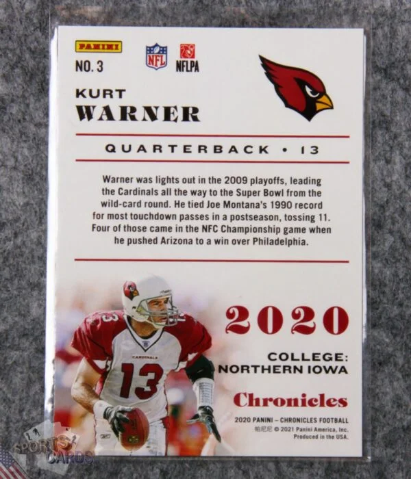 2020 Kurt Warner #3 Panini Chronicles QB-back