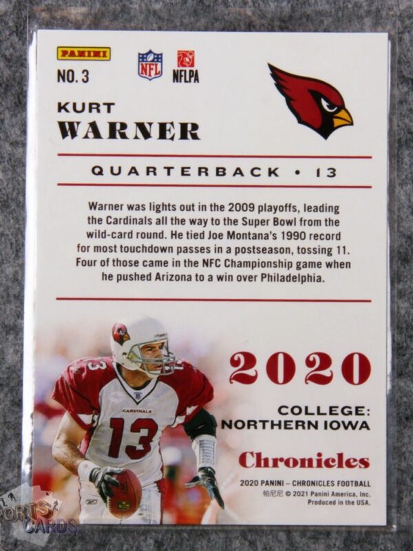 2020 Kurt Warner #3 Panini Chronicles QB-back
