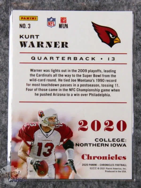 2020 Kurt Warner #3 Panini Chronicles QB-back